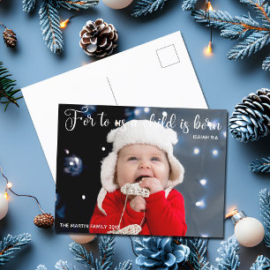 Religious Baby Photo Christmas Birth Announcement Postcard