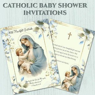 Religious Baby Shower Thank You Mary Jesus Card