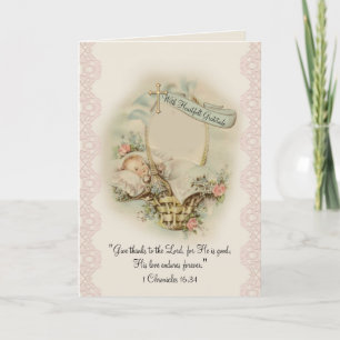 Religious Baby Shower Thank You Vintage Card