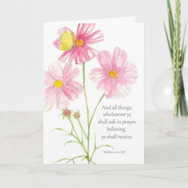 Religious Birthday Bible Scripture Matthew Flowers Card (Front)