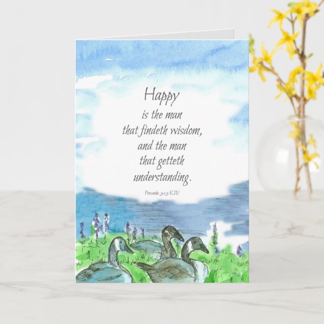 Religious Birthday Bible Scripture Proverbs Bird Card (Yellow Flower)