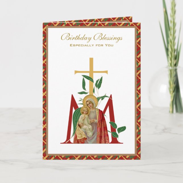 Religious Birthday Celebration Virgin Mary Jesus   Card (Front)