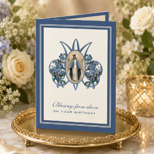 Religious Birthday Virgin Mary Floral Card