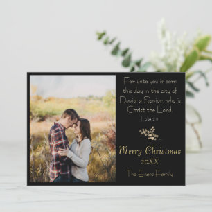 Religious Black Gold Modern Christmas Photo Holiday Card