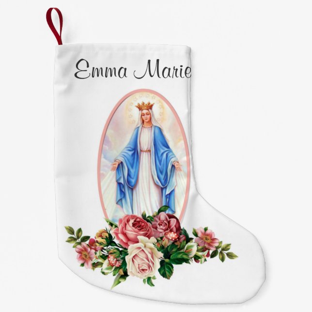 Religious Blessed Virgin Mary Catholic Prayer Small Christmas Stocking (Front)