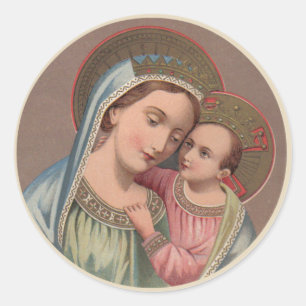 Religious Blessed Virgin Mary Child Jesus Classic Round Sticker