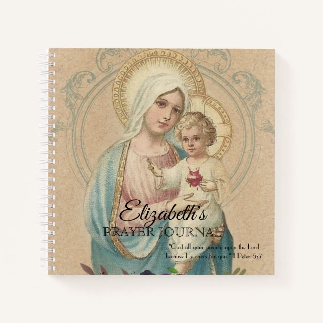 Religious Blessed Virgin Mary Jesus Vintage Notebook (Front)