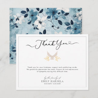 Religious Blue Floral Funeral Thank You Card