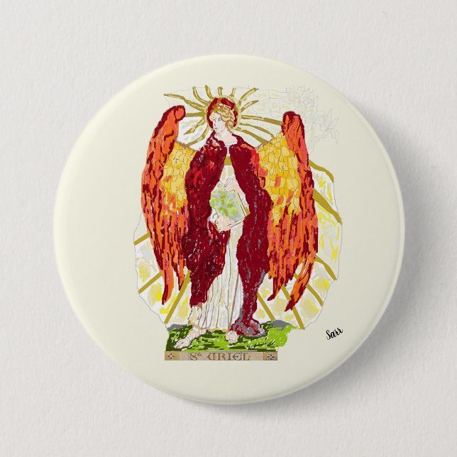 Religious Button : Archangel Uriel  (Front)