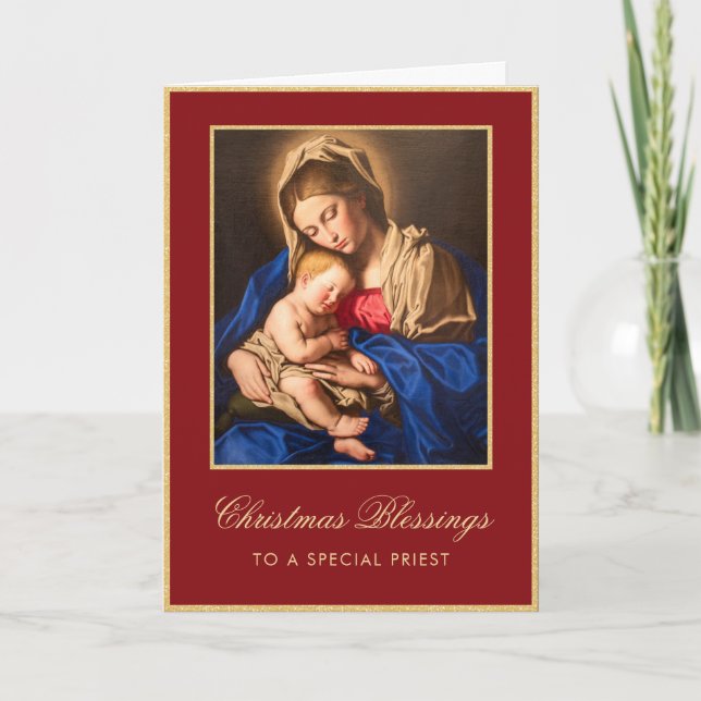 Religious Catholic Christmas Card for Priest (Front)