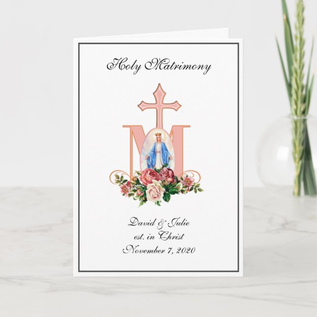 Religious Catholic Floral Wedding Elegant Invitation (Front)