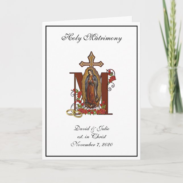Religious Catholic Floral Wedding Guadalupe Invitation (Front)