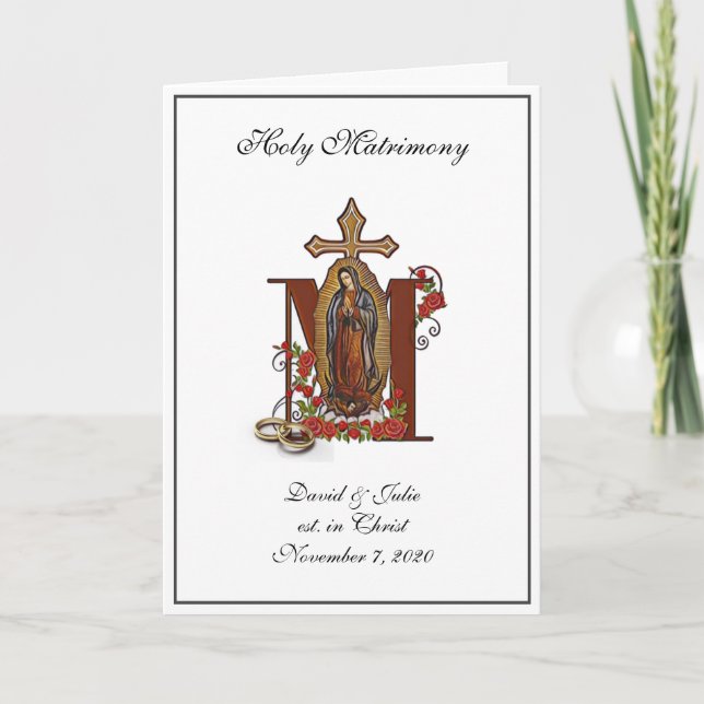 Religious Catholic Floral Wedding Guadalupe Invitation (Front)