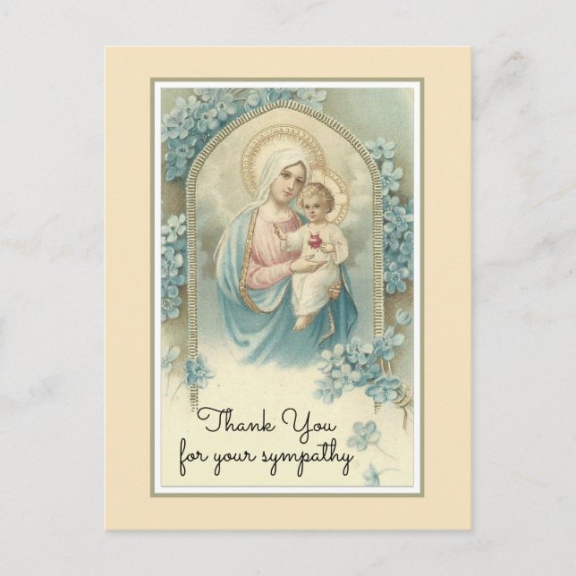 Religious Catholic Funeral Condolence Thank You Postcard (Front)