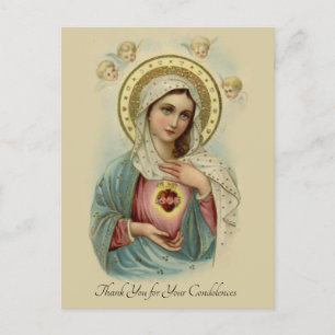 Religious Catholic Funeral Condolence Thank You Postcard