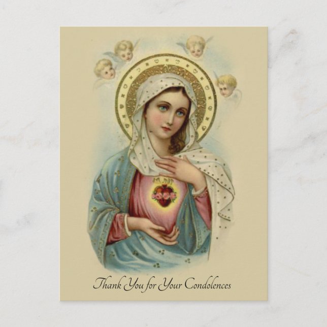 Religious Catholic Funeral Condolence Thank You Postcard (Front)