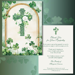 Religious Catholic Irish Celtic Cross Condolence  Thank You Card