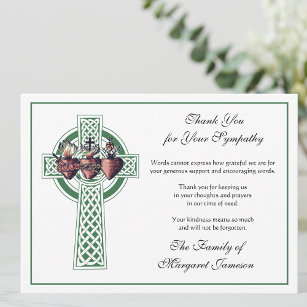 Religious Catholic Irish Celtic Cross Condolence  Thank You Card