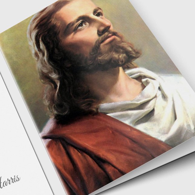 Religious Catholic Jesus Condolence Thank You Card (Jesus Christ Sympathy Bereavement Photo Funeral Thank You Card, Holy Card)