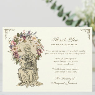 Religious Catholic Mary Jesus Condolence Thank You Card