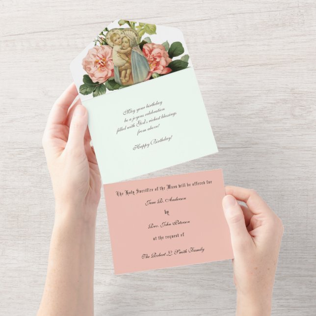 Religious Catholic Mass Offering Virgin Mary Jesus All In One Invitation (Tearaway)