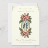 Religious Catholic Mother Mary Prayer Poinsettias