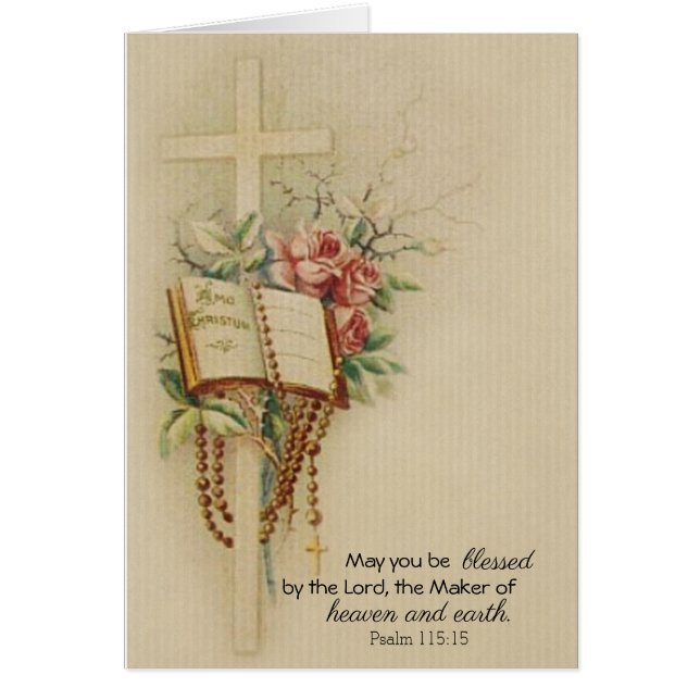 Religious Catholic Rosary Scripture Roses Vintage (Front)