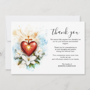 Religious Catholic Sacred Heart Jesus Condolence Thank You Card