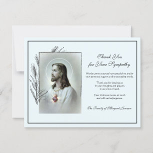 Religious Catholic Sacred Heart Jesus Condolence Thank You Card