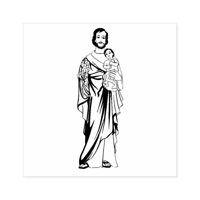 Religious Catholic Saint Joseph and Child Jesus Rubber Stamp (Imprint)