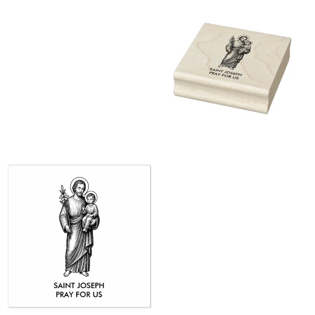 Religious Catholic Saint Joseph and Jesus  Rubber Stamp (Stamped)