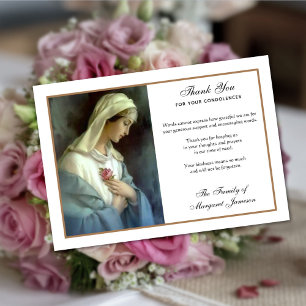 Religious Catholic Virgin Mary Condolence Thank Yo You Card
