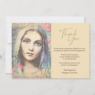 Religious Catholic Virgin Mary Condolence Thank You Card