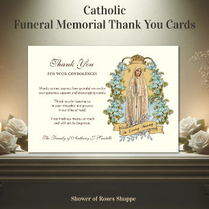 Religious Catholic Virgin Mary Floral Condolence Thank You Card