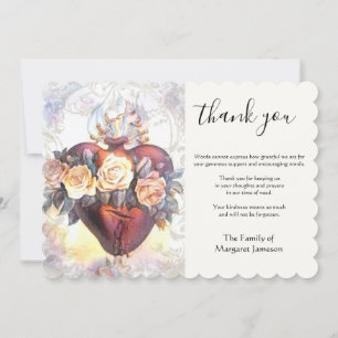 Religious Catholic Virgin Mary Heart Condolence Thank You Card