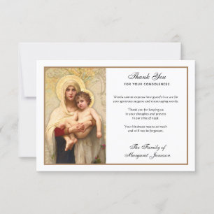 Religious Catholic Virgin Mary Jesus Condolence Thank You Card