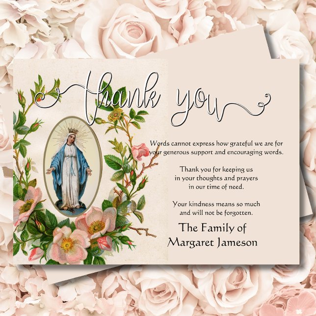 Religious Catholic Virgin MaryThanks Condolence Thank You Card (Creator Uploaded)