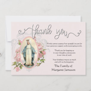 Religious Catholic Virgin MaryThanks Condolence Thank You Card