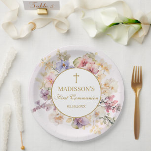 Religious Celebration Floral Orchids Paper Plates 