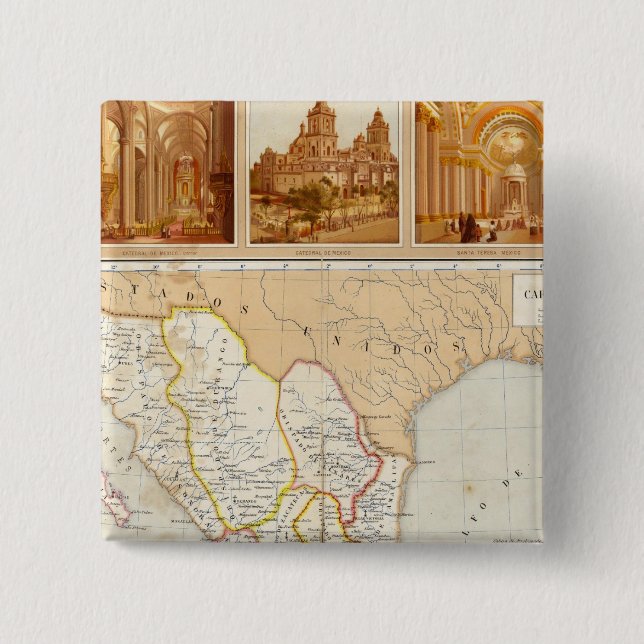 Religious Chart of Mexico 15 Cm Square Badge (Front)