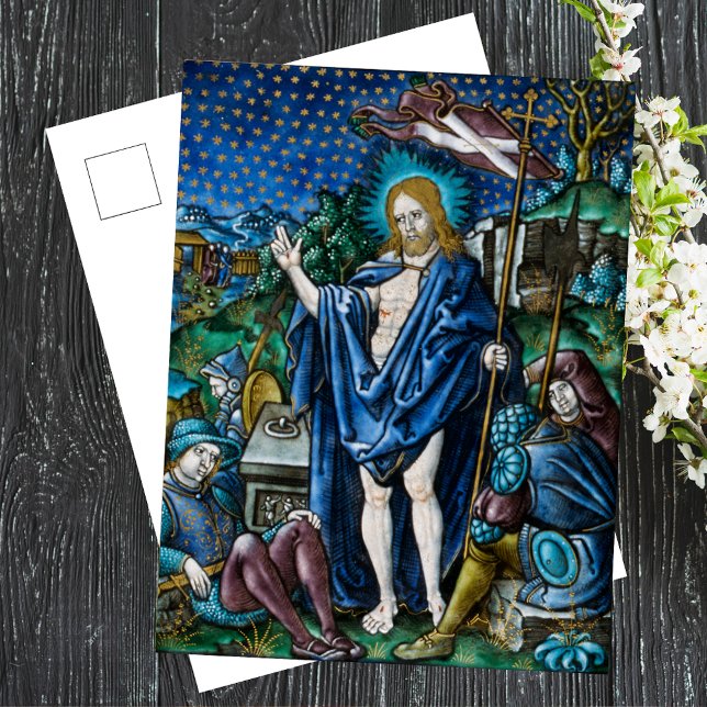 Religious Christian Catholic Easter Resurrection Holiday Postcard (Religious Christian Catholic Easter Pascha Resurrection of Jesus Christ is risen Holiday Postcard)