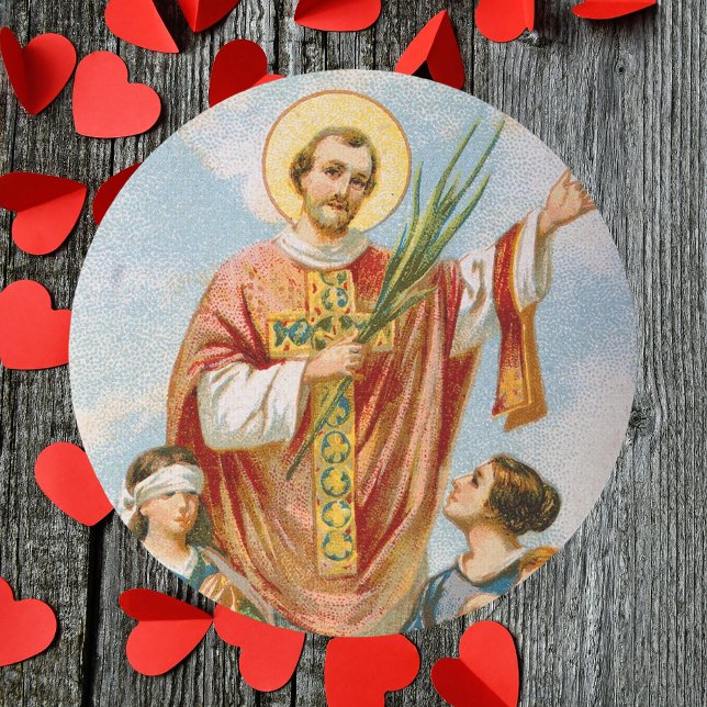 Religious Christian Catholic Saint Valentine's Day Classic Round Sticker (Religious Christian Catholic St Valentine Priest Martyr Saint Valentine's Day Classic Round Sticker)
