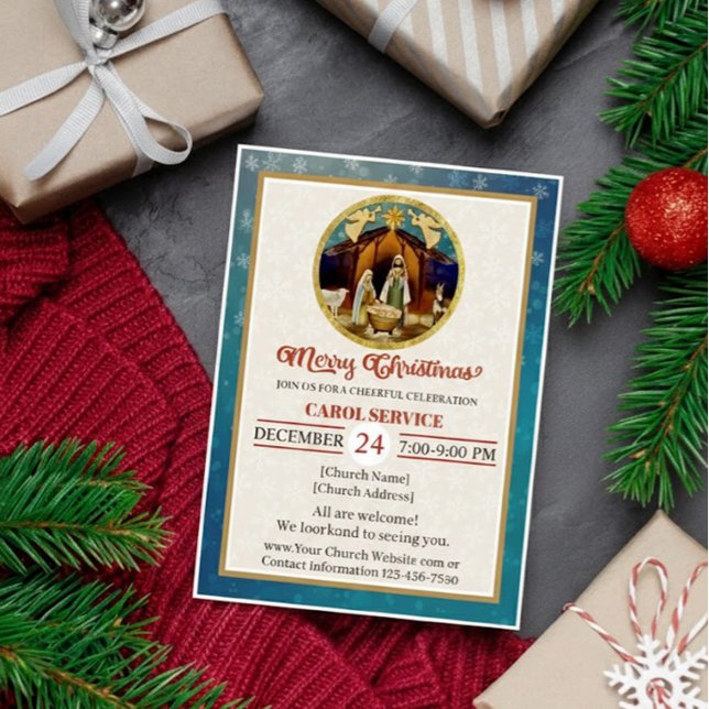 Religious Christian Church Christmas Carol Service Holiday Card (Creator Uploaded)