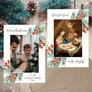 Religious Christian Family Photo Merry Christmas Holiday Card
