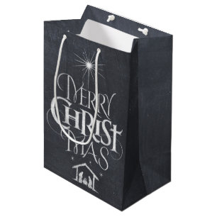 Religious Christian Merry Christmas Chalkboard Medium Gift Bag
