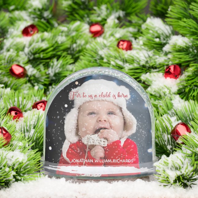 Religious Christmas Baby Photo Bible Verse Snowglobe (Christmas)
