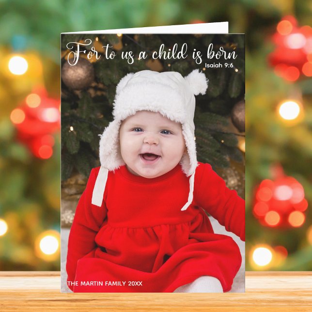 Religious Christmas Baby Photo Newborn Folded Holiday Card (Creator Uploaded)