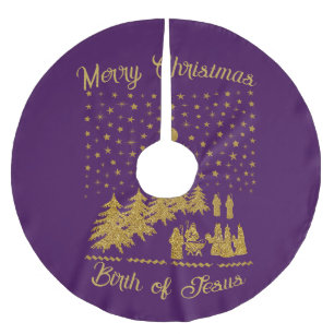 Religious Christmas, Birth of Jesus Brushed Polyester Tree Skirt