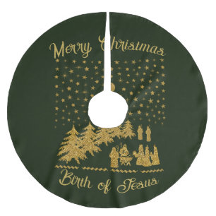 Religious Christmas, Birth of Jesus Brushed Polyester Tree Skirt
