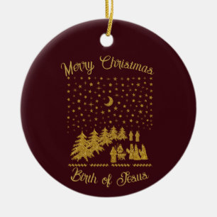 Religious Christmas, Birth of Jesus Ceramic Tree Decoration